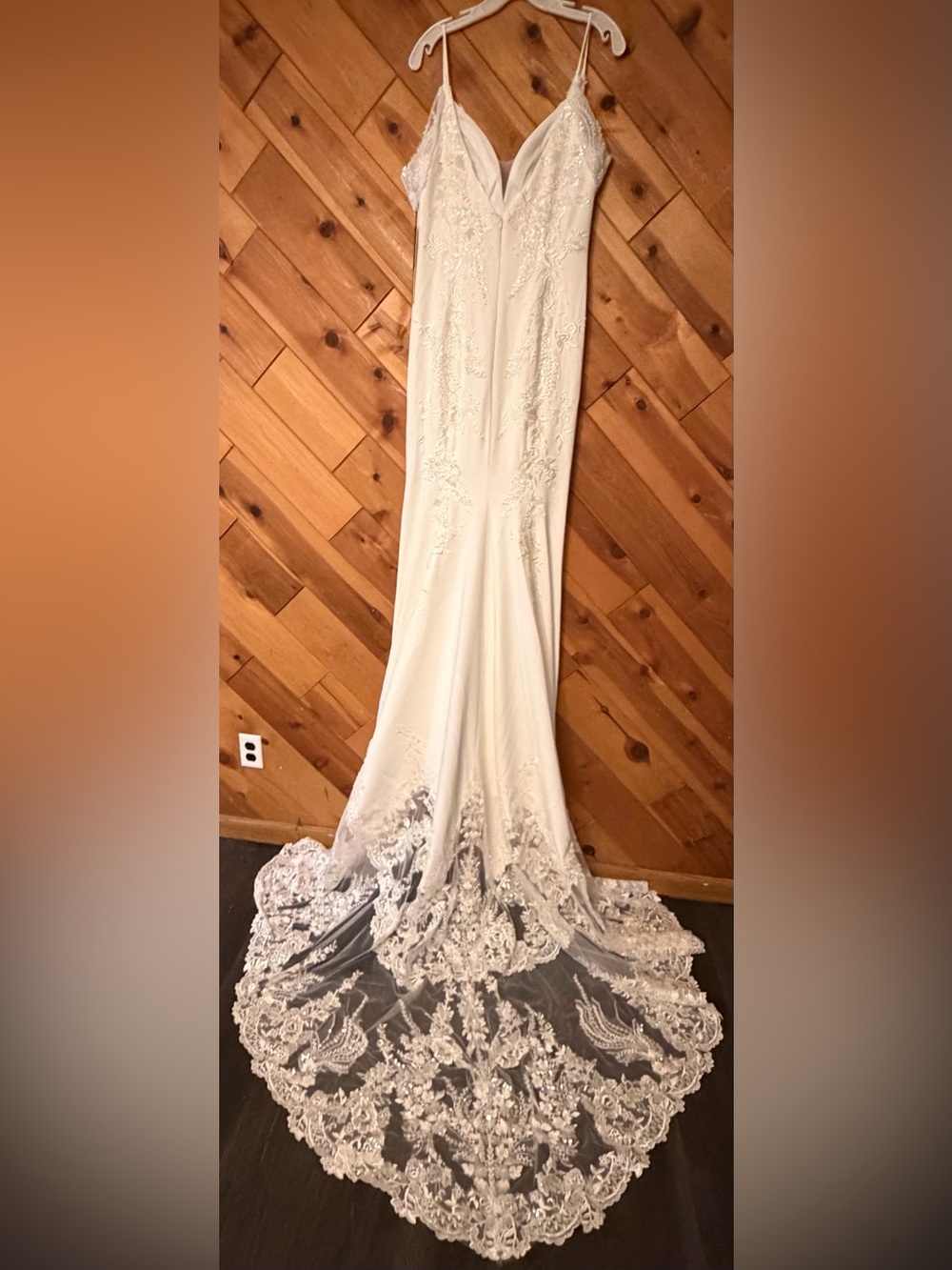 Stella Couture Style 24555 Wedding Dress Size 8 Train Mermaid Style Off Shoulder - Picture 10 of 13